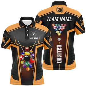 Maillots de billard/snooker pour hommes, personnalisés, imprimés numériquement, haute qualité, en Spandex/Coton, col en V, séchage rapide, respirants - Product Image 1