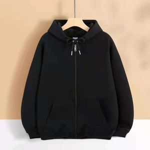 Sweat à capuche unisexe personnalisé coupe ample 100% coton, épais 400 GSM, avec motif lettre sur le devant, délavé à l'acide, effet soleil, impression 3D en relief, fermeture éclair, collection automne - Product Image 2