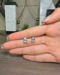 Ready to Ship Lab Grown 1.01CT VS1 Pear Cut Diamond <b>Stud</b> <b>Earrings</b> For Unisex 14K White Gold <b>Fine</b> Anniversary Promise Gift Her - Product Image 2