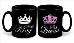 Ensemble de tasses en verre pour couple de mariés, ensemble de tasses Roi & Reine, ensemble de verres de mariage Roi & Reine, ensemble de tasses à café pour mariée et marié, pour lui et pour elle - Product Image 2