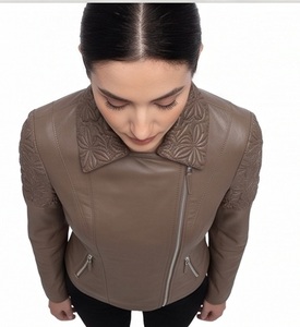 Veste de moto en cuir d'agneau véritable pour femmes Gravs, coupe-vent, écologique, service OEM personnalisé - Product Image 3