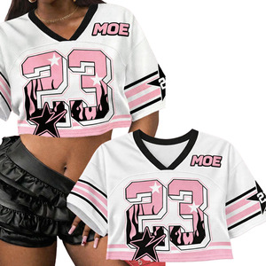 Maillot de football américain streetwear tendance à imprimé intégral, en maille sublimée de haute qualité, coupe carrée courte, style rugger, vente en gros, USA - Product Image 1