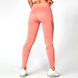 Leggings deportivos sin costuras para mujer, de cintura alta, con efecto moldeador de glúteos, lavado ácido, fruncido, acanalados, para yoga, gimnasio y entrenamiento. - Product Image 6