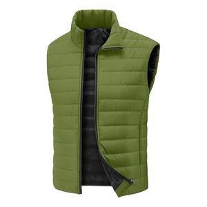 Chaleco sin mangas de invierno para hombre, talla grande, chaqueta acolchada de algodón grueso, cuello alto, color sólido, cálido, con cremallera - Product Image 4