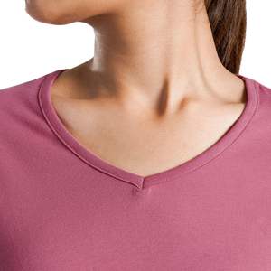 Camiseta Personalizada para Mujer con Cuello en V, Corte Holgado, Informal, para Gimnasio, Transpirable, de Algodón Suave, para Fitness, Yoga, Running, Deportes, Color Rosa Liso - Product Image 5