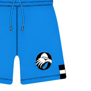 Shorts de rugby bleu ciel et noir à taille élastique avec cordon de serrage, rayés, uniforme d'équipe personnalisé, respirant, pour l'entraînement et la performance sportive - Product Image 3