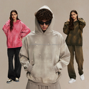 Spray Dyed Heavyweight 450 GSM French Terry Oversized Vintage Distressed Paint Splatter Sun Faded Hoodies Unisex - Product Image 4