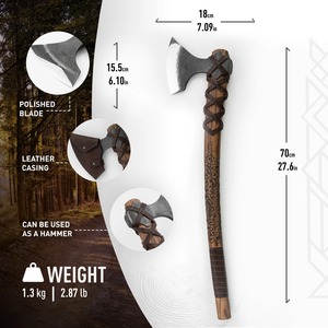 Hache à fendre le bois artisanale avec manche en bois et revêtement en cuir pour fendre le bois de chauffage - Product Image 6