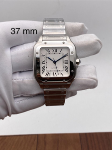 Reloj de Lujo con Caja Cuadrada de Acero Inoxidable de 37 mm, Esfera Blanca con Números Romanos, Manecillas Azules, Cristal de Zafiro, Movimiento Automático ETA - Product Image 3