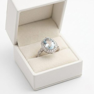 แหวนอะความารีนทรงรีธรรมชาติ เงินแท้ 925 ชุบทอง 14K เครื่องประดับหรูหรา แหวนอะความารีนสวยสง่าสำหรับผู้หญิง - Product Image 4