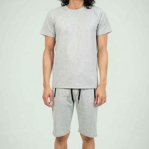 Conjunto Deportivo de Verano, Ecológico, de Alta Calidad, Informal, Transpirable, de 2 Piezas, Camiseta de Manga Corta y Pantalones Cortos de Algodón Tejido - Product Image 2