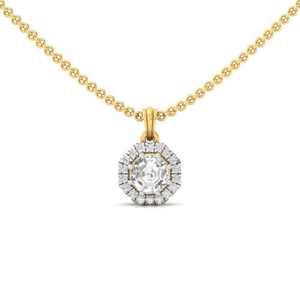 Octagon <b>Cut</b> Natural Diamond Pendant <b>For</b> Unisex Wear With D Color Round <b>Cut</b> <b>Stones</b> In Gold Plated Finish Trendy Custom Jewelry - Product Image 1