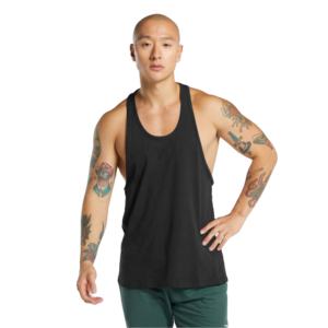Fabricante de Camisetas de Gimnasio de Algodón, Camiseta Deportiva Ajustada con Rayas Blancas, Camiseta de Gimnasio Ajustada con Compresión para Hombre - Product Image 4
