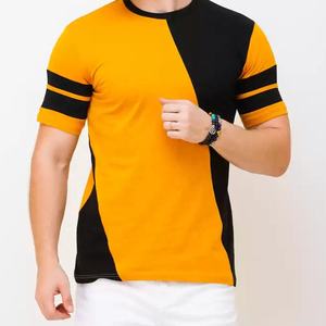 Camiseta Lisa de Calle para Hombre, Económica, al por Mayor, Personalizable, con Forro de Color en Bloques, Camiseta Amarilla Lisa Premium 100% Algodón - Product Image 2