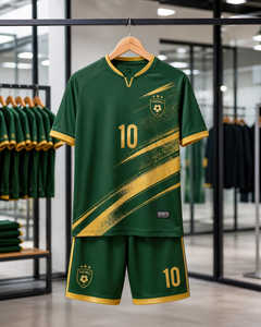 Ensemble de maillots de football personnalisés noirs 100% polyester pour hommes, uniforme de football par sublimation, taille élastique, respirant, séchage rapide, tenue d'équipe - Product Image 5