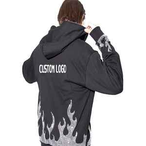 Créez votre propre sweat à capuche en molleton français 500 GSM avec impression DTG de pierres précieuses et strass, style hip-hop, effet usé, fermeture éclair, pour hommes. - Product Image 5