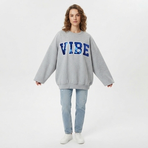 Oversized <b>Women</b>’s Crew Neck Sweatshirt Relaxed Fit Pullover Long Sleeve Casual Fashion Streetwear <b>Top</b> - Product Image 1