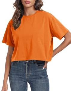Camiseta Corta de Algodón para Mujer, con Logotipo Personalizado, Estilo Holgado, para Primavera y Otoño, con Diseños Gráficos de Marcas - Product Image 2