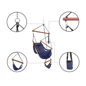 Sedia Sospesa in Tessuto Oxford con Asta in Legno, Capacità 100kg, Portabicchieri Perforato, Blu RT per Giardino, Cortile e Spiaggia - Product Image 4