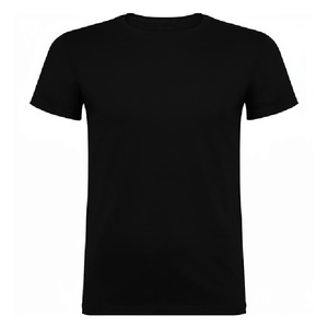 เสื้อยืดคอกลมแขนสั้นสีดำสำหรับผู้ชาย ทรงปกติ ผ้าคอตตอนเจอร์ซีย์ สไตล์ลำลอง สีพื้น สตรีทแวร์ ระบายอากาศได้ดี น้ำหนัก 320 กรัม แบบถัก - Product Image 1