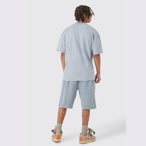 Nouvel ensemble T-shirt et short tendance streetwear délavé pour l'été, avec logo personnalisé, 100% coton, effet délavé à l'acide - Product Image 2
