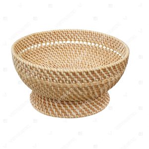 PEDESTAL Single Tier Flower Shape Rattan Seagrass Serving Tray <b>Kitchen</b> Display Home Dcor Fruit Serving Storage - Product Image 4