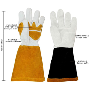 Guantes de Soldadura TIG de 16'' de Cuero Vacuno Extendido, Aislantes y Anti-escaldaduras para Barbacoa, Chimenea y Soldadura MIG - Product Image 6