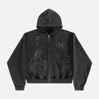 Sweat-shirt à capuche orné de strass, tendance hiver, 100% coton molletonné, unisexe, fabricant OEM ODM, exportateur, marques de vêtements