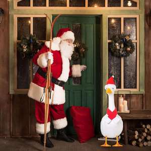 Christmas Porch Outfits Xmas Hat Lawn Plastic Cement Goose Statue Clothes Costume for Party Patio Yard Outdoor <b>Scarf</b> Style - Product Image 5