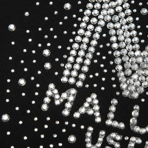 เสื้อยืดพิมพ์ลายพลอยเทียมสำหรับมืออาชีพเสื้อยืดผ้าฝ้ายเนื้อนุ่มใส่สบายโลโก้คริสตัลระยิบระยับ - Product Image 5