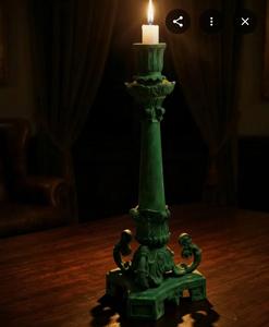 Portavelas Tradicional de Bronce Verde, Lámpara Decorativa de Mesa para Sala de Estar, Luz Cálida, Base E14, 2700K, Blanco Suave - Product Image 2
