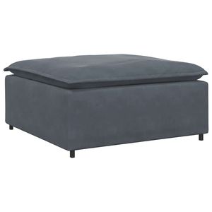 Divano Modulare in Velluto Grigio Scuro 100% Poliestere con Sgabelli e Pouf Eleganti in Schiuma Metallica - Product Image 5