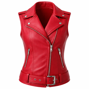 Chalecos de Cuero Rojo para Mujer, Personalizados y de Primera Calidad al por Mayor - Fabricante de Diseños Personalizados de Alta Calidad Disponibles - Product Image 4