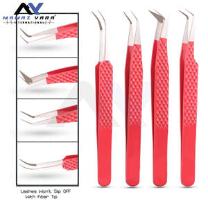 Pinzas Profesionales para Extensiones de Pestañas, Pinzas para Extensiones de Pestañas con Punta de Fibra, Acero Japonés, Juego de 4 Piezas Personalizadas - Product Image 2