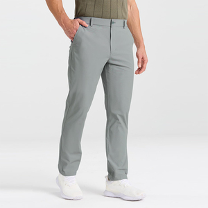Pantalon tissé gris uni pour homme, fermeture boutonnée, séchage rapide, style décontracté - Product Image 3