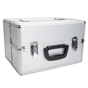 Scatola Portatile in Alluminio Bianco per Trucchi con Chiavi, Stile Moderno ed Elegante, Dotata di Cassetti per Conservare Rossetti - Product Image 1