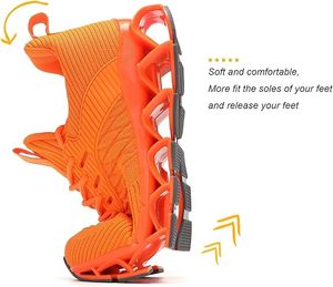 Zapatillas deportivas lisas de malla con cordones naranjas para entrenamiento deportivo, calzado de color sólido, elegante, con soporte acolchado, botas para senderismo y excursiones. - Product Image 6