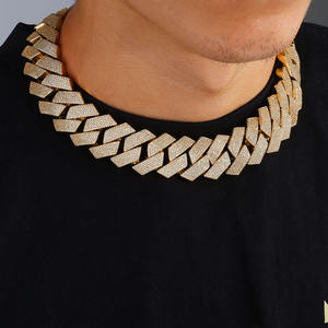 Cadena Cubana de Tres Filas de Plata de Ley S925 con Diamantes de Moissanita VVS de Alta Calidad de 20MM, Estilo Hip Hop - Product Image 1