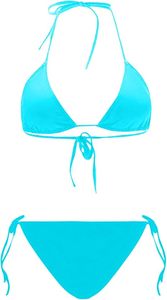 Women's Sexy Two Piece <b>Bikini</b> Set Triangle Top Tie Side Bottom Halter Lace Up Solid Color <b>Bikini</b> Set - Product Image 5