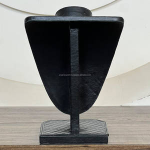 Soporte de exhibición de joyería de cuero repujado a mano Super Septiembre, busto para collares de piel auténtica con estampado de leopardo, expositor de mostrador para minoristas - Product Image 6