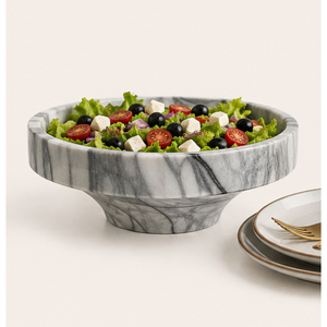 Bol décoratif en marbre blanc de luxe, fait main, en pierre naturelle, pour fruits, style moderne minimaliste, centre de table pour hôtel - Product Image 4