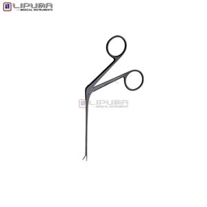 Pinza microajustable tipo cocodrilo con revestimiento negro para instrumentos quirúrgicos de precisión ORL, instrumentos médicos de otología, curvada a la derecha y serrada - Product Image 6