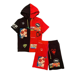 Ensemble sweat à capuche et short délavé effet soleil vieilli, personnalisé avec fermeture éclair intégrale et impression en relief pour homme - Product Image 5