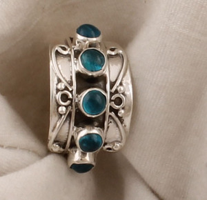 Anillo de banda de topacio azul de Londres al por mayor, plata de ley 925, minimalista, apilable, clásico, joyería de piedra preciosa natural para boda - Product Image 1