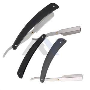Rasoirs de barbier argent et noir avec système de verrouillage pivotant, outils de rasage, personnalisation du logo et de la couleur, rasoirs pliants pour coiffure et sourcils - Product Image 1