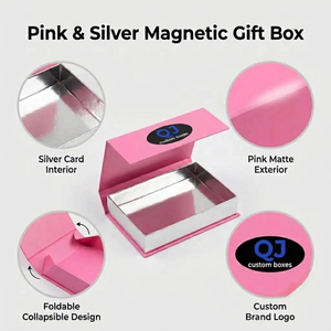 Caja de Regalo Rígida Magnética Personalizada de Lujo QJ Box, Materiales Reciclados, Forro de Esponja, Interior Mate Rosa Plateado - Product Image 2