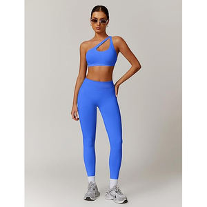 Ensemble de yoga fluide pour femme, tissu ultra doux effet seconde peau, soutien-gorge de sport, leggings sculptants taille haute, nylon élasthanne sans couture - Product Image 2