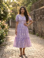 Robe longue en mousseline de coton à carreaux et imprimé floral, prix bas, tenue décontractée et habillée, entièrement cousue