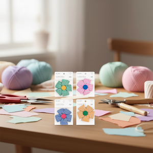 Fiori in Tessuto ILAN 8,5cm con Motivo a Quadretti, Accessorio Decorativo per Artigianato - Product Image 3