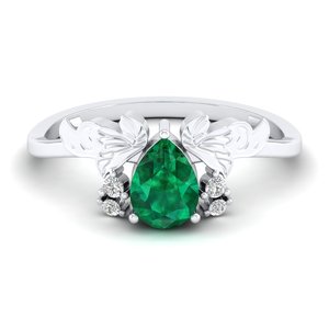 REYES High Quality 925 Sterling <b>Silver</b> Moissanite Engagement Rings Pear Cut 0.75Ct Emerald Gemstone Trendy Eternity Ring - Product Image 1